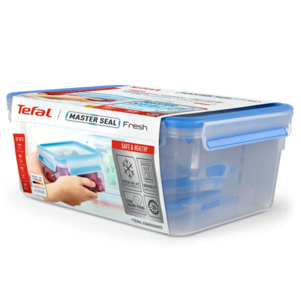 Фото 10 Наборы контейнеров Tefal 3.7 л пластик цвет прозрачный/голубой Фото 10 Наборы контейнеров Tefal 3.7 л пластик цвет прозрачный/голубой