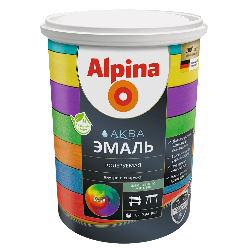 Фото Эмаль Alpina Аква База 1 цвет белый 0.9 л Фото Эмаль Alpina Аква База 1 цвет белый 0.9 л