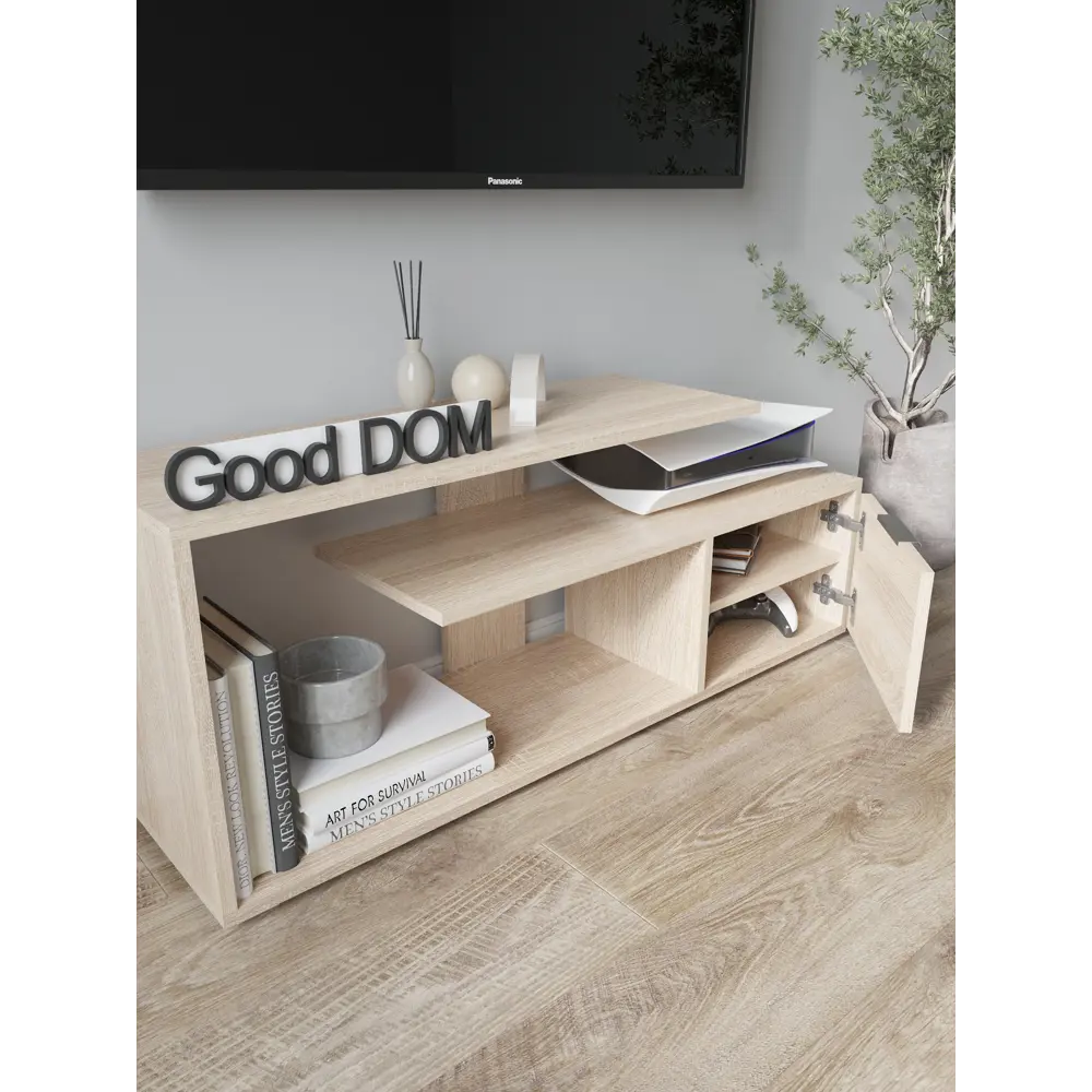 Фото 7 Тумба под телевизор Good-дом 110x45.2x29 см ЛДСП цвет дуб сонома Фото 7 Тумба под телевизор Good-дом 110x45.2x29 см ЛДСП цвет дуб сонома