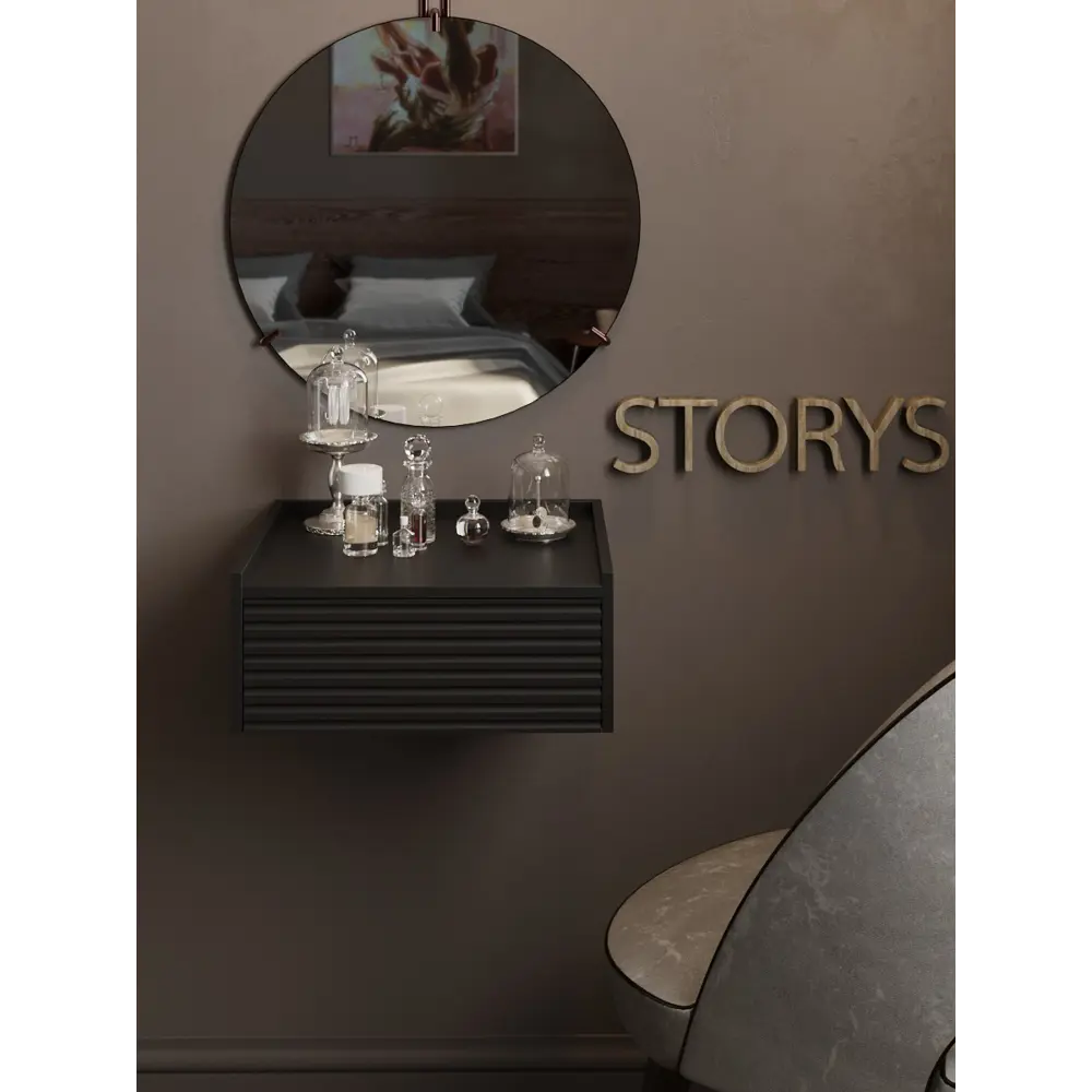Фото 3 Консоль с бортиком Storys Сиена 40x18x34 см 1 ящик ЛДСП цвет серый Фото 3 Консоль с бортиком Storys Сиена 40x18x34 см 1 ящик ЛДСП цвет серый