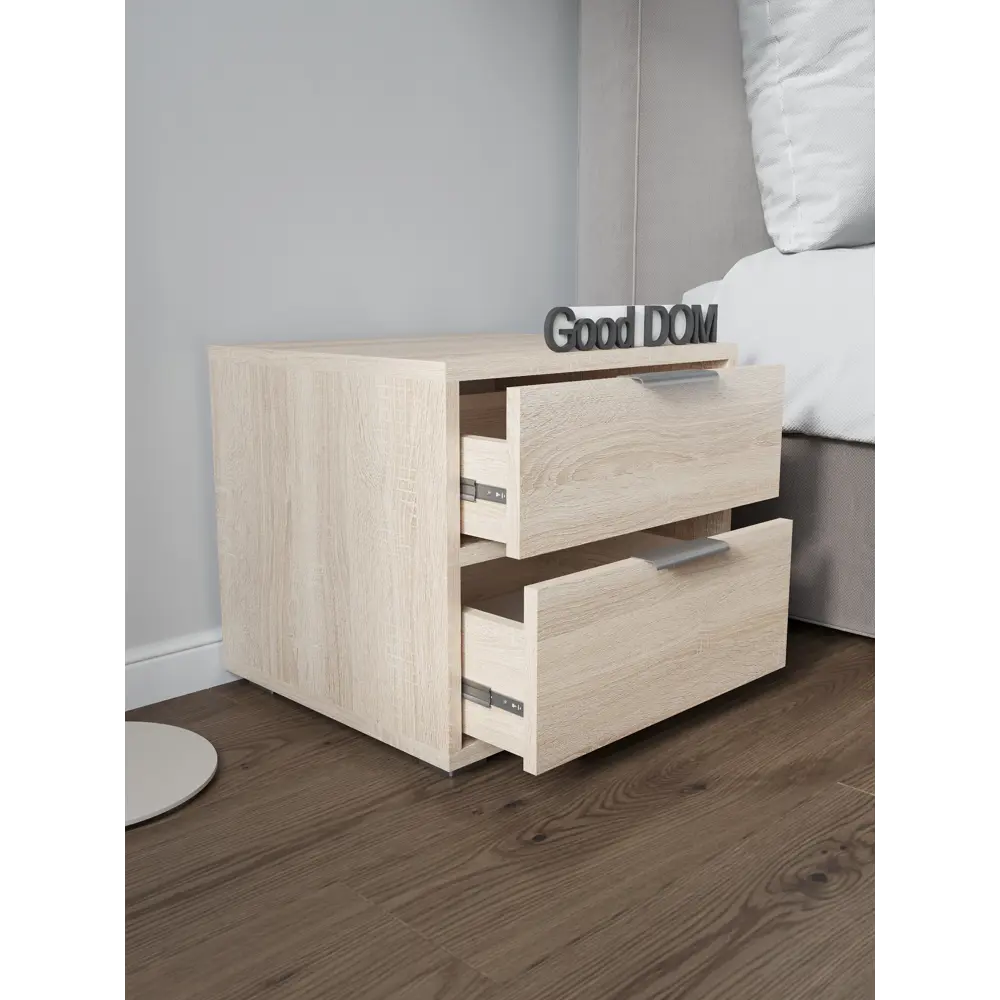 Фото 8 Тумба прикроватная Good-дом 45x40x40 см 2 ящика ЛДСП цвет дуб сонома Фото 8 Тумба прикроватная Good-дом 45x40x40 см 2 ящика ЛДСП цвет дуб сонома