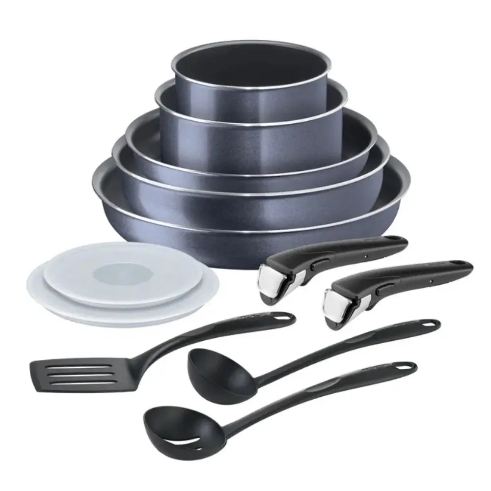 Фото Набор посуды 12 предметов Tefal Ingenio Twinkle Grey алюминий цвет серый Фото Набор посуды 12 предметов Tefal Ingenio Twinkle Grey алюминий цвет серый
