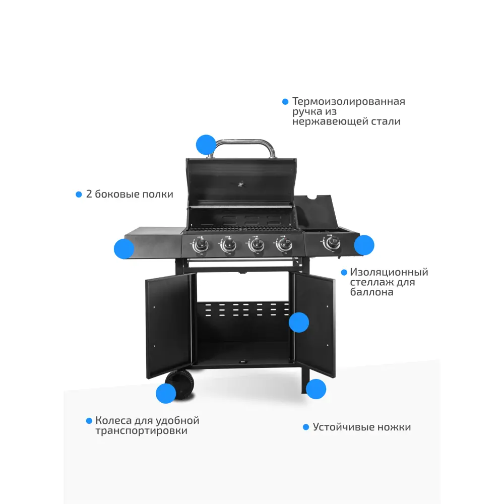 Фото 3 Гриль газовый MaxGrill QL-03 с 4 и 1 конфорками 120x48 см Фото 3 Гриль газовый MaxGrill QL-03 с 4 и 1 конфорками 120x48 см