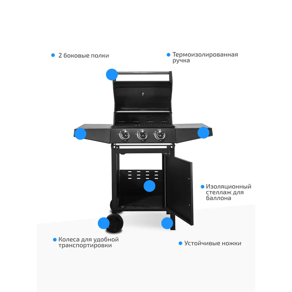 Фото 3 Гриль газовый MaxGrill QL-01 с 3 конфорками 110x48 см Фото 3 Гриль газовый MaxGrill QL-01 с 3 конфорками 110x48 см