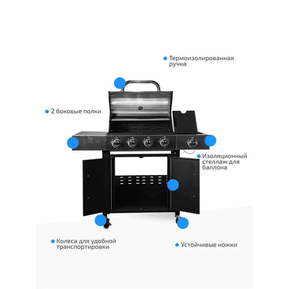 Фото 4 Гриль газовый MaxGrill QL-05 с 4 и 1 конфорками 120x48 см Фото 4 Гриль газовый MaxGrill QL-05 с 4 и 1 конфорками 120x48 см