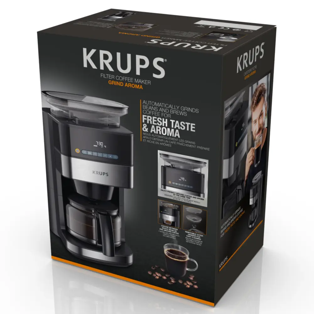 Фото 18 Капельная кофеварка Krups Grind Aroma KM832810 с кофемолкой и таймером цвет черный Фото 18 Капельная кофеварка Krups Grind Aroma KM832810 с кофемолкой и таймером цвет черный