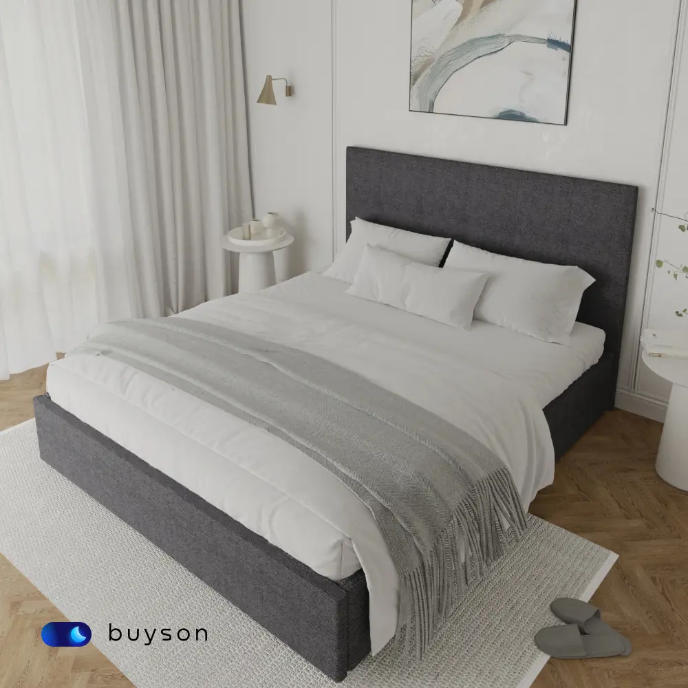 Фото 8 Кровать двуспальная buyson BuyDream 160x200 см рогожка цвет серый Фото 8 Кровать двуспальная buyson BuyDream 160x200 см рогожка цвет серый