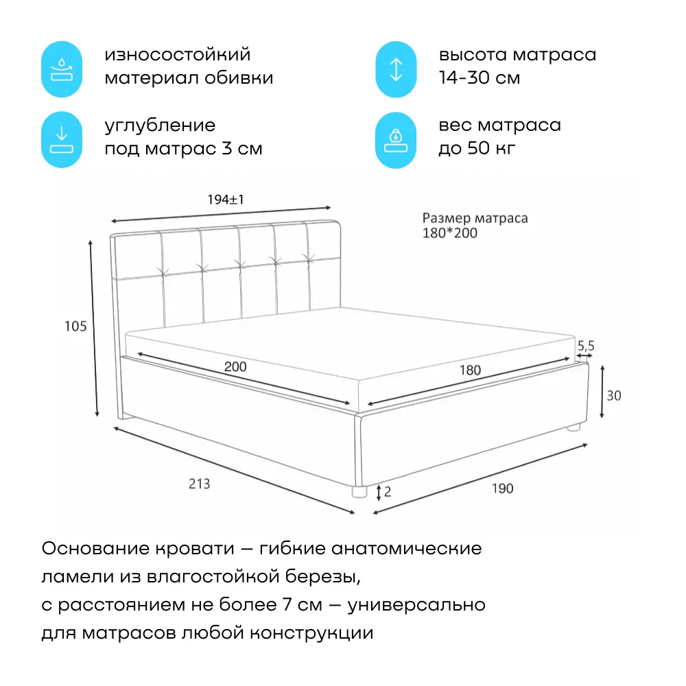 Фото 2 Кровать двуспальная buyson BuyDream 180x200 см рогожка цвет бежевый Фото 2 Кровать двуспальная buyson BuyDream 180x200 см рогожка цвет бежевый