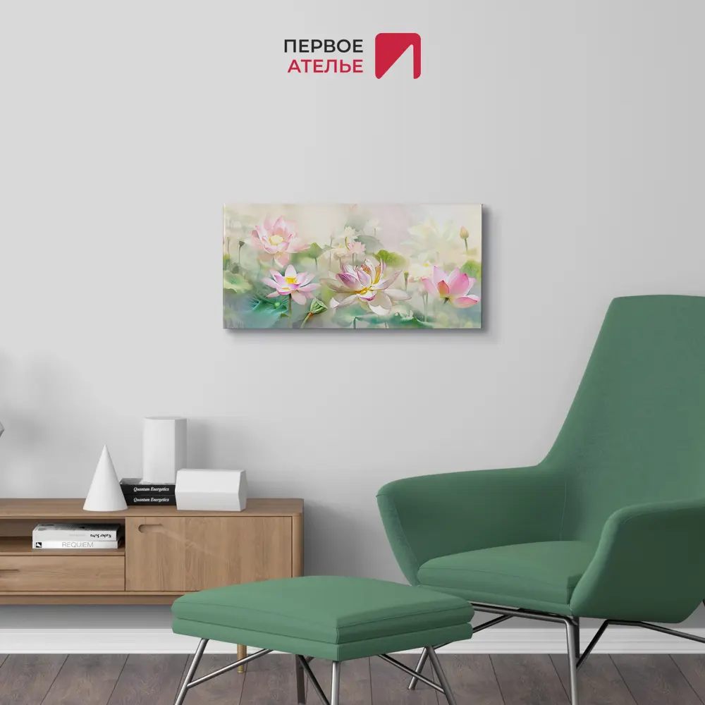 Фото 2 Картина на деревянном подрамнике Первое ателье "Композиция из лотосов" 80x40 см Фото 2 Картина на деревянном подрамнике Первое ателье "Композиция из лотосов" 80x40 см