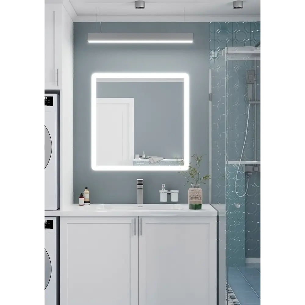 Фото 2 Зеркало для ванной Omega Glass Тип 1 SD31 с подсветкой 80x80 см квадратное Фото 2 Зеркало для ванной Omega Glass Тип 1 SD31 с подсветкой 80x80 см квадратное