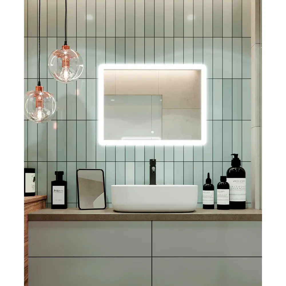 Фото Зеркало для ванной Omega Glass Тип 2 SD612 с подсветкой 50x60 см прямоугольное Фото Зеркало для ванной Omega Glass Тип 2 SD612 с подсветкой 50x60 см прямоугольное