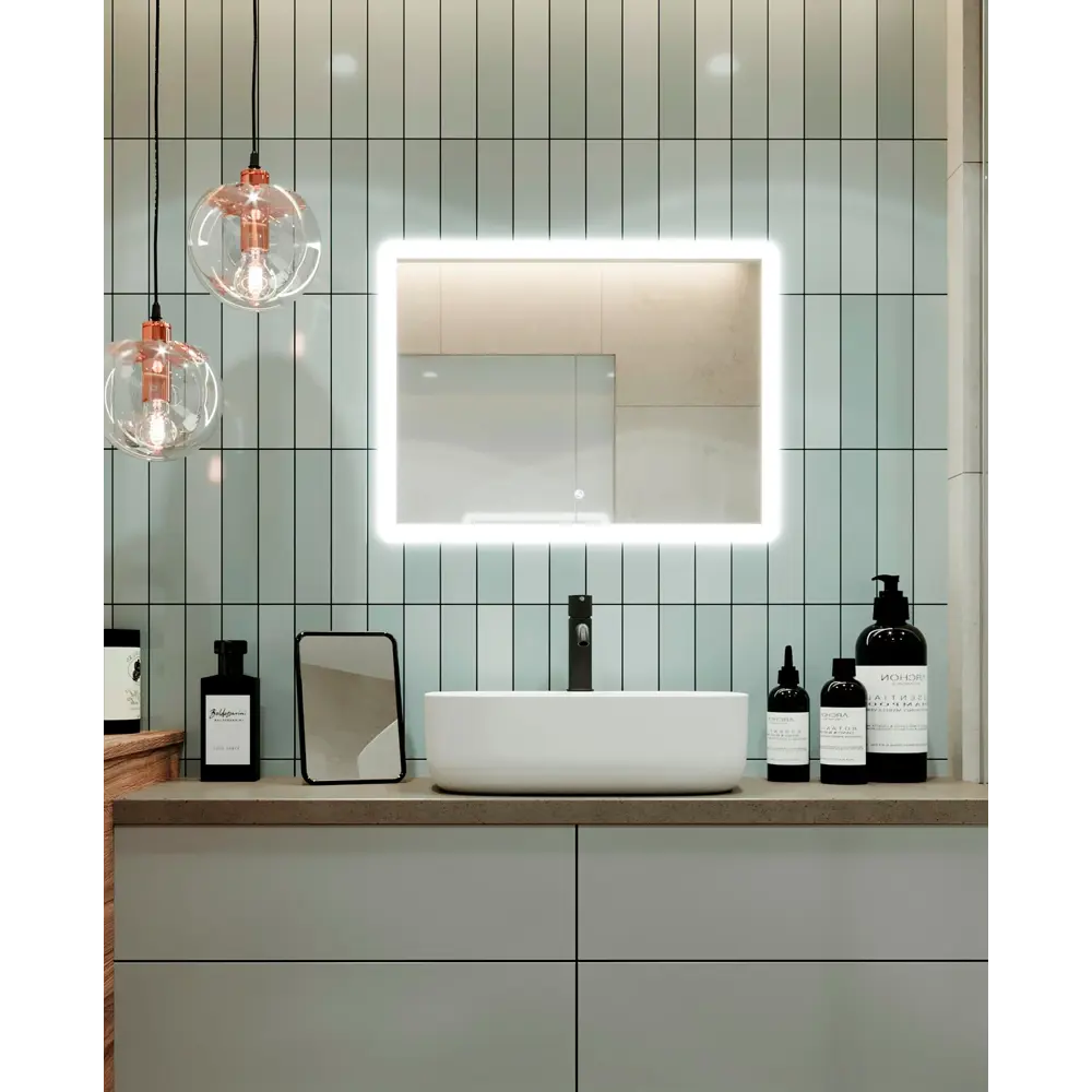 Фото Зеркало для ванной Omega Glass Тип 2 SD342 с подсветкой 60x80 см прямоугольное Фото Зеркало для ванной Omega Glass Тип 2 SD342 с подсветкой 60x80 см прямоугольное