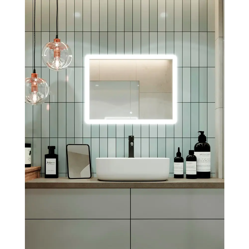 Фото Зеркало для ванной Omega Glass Тип 1 SD93 с подсветкой 60x90 см прямоугольное Фото Зеркало для ванной Omega Glass Тип 1 SD93 с подсветкой 60x90 см прямоугольное