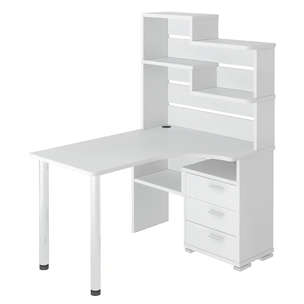 Фото Компьютерный стол Мэрдэс СР-132-140 БЕ-ПРАВ 101x163x140 см ЛДСП белый Фото Компьютерный стол Мэрдэс СР-132-140 БЕ-ПРАВ 101x163x140 см ЛДСП белый