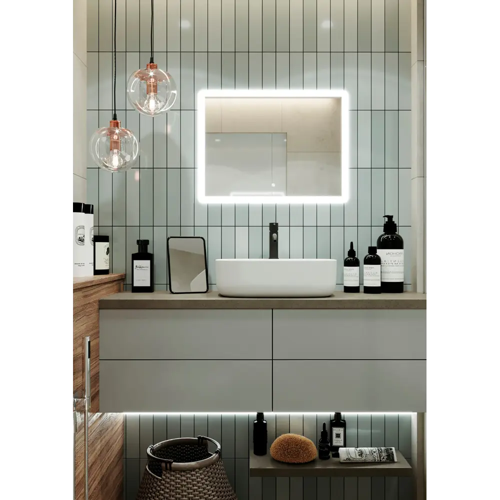 Фото 2 Зеркало для ванной Omega Glass Тип 2 SD612 с подсветкой 50x60 см прямоугольное Фото 2 Зеркало для ванной Omega Glass Тип 2 SD612 с подсветкой 50x60 см прямоугольное