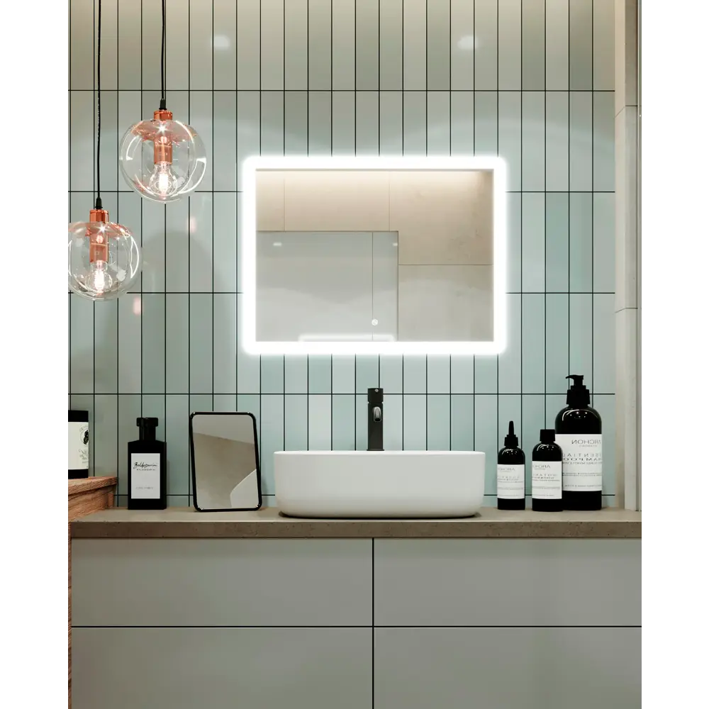 Фото Зеркало для ванной Omega Glass Тип 2 SD932 с подсветкой 60x90 см прямоугольное Фото Зеркало для ванной Omega Glass Тип 2 SD932 с подсветкой 60x90 см прямоугольное