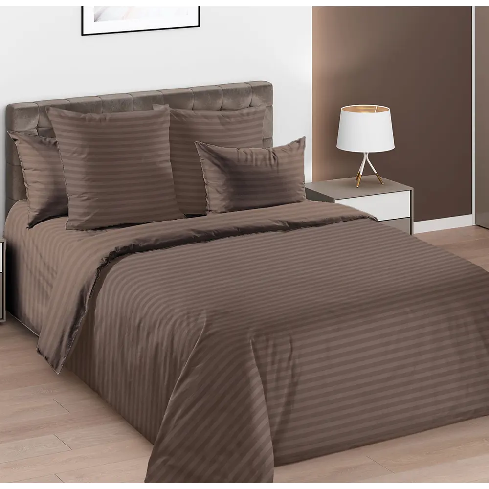 Фото Комплект постельного белья Home Mercury Страйп моккачино 28596, двуспальный, перкаль, цвет коричневый Фото Комплект постельного белья Home Mercury Страйп моккачино 28596, двуспальный, перкаль, цвет коричневый