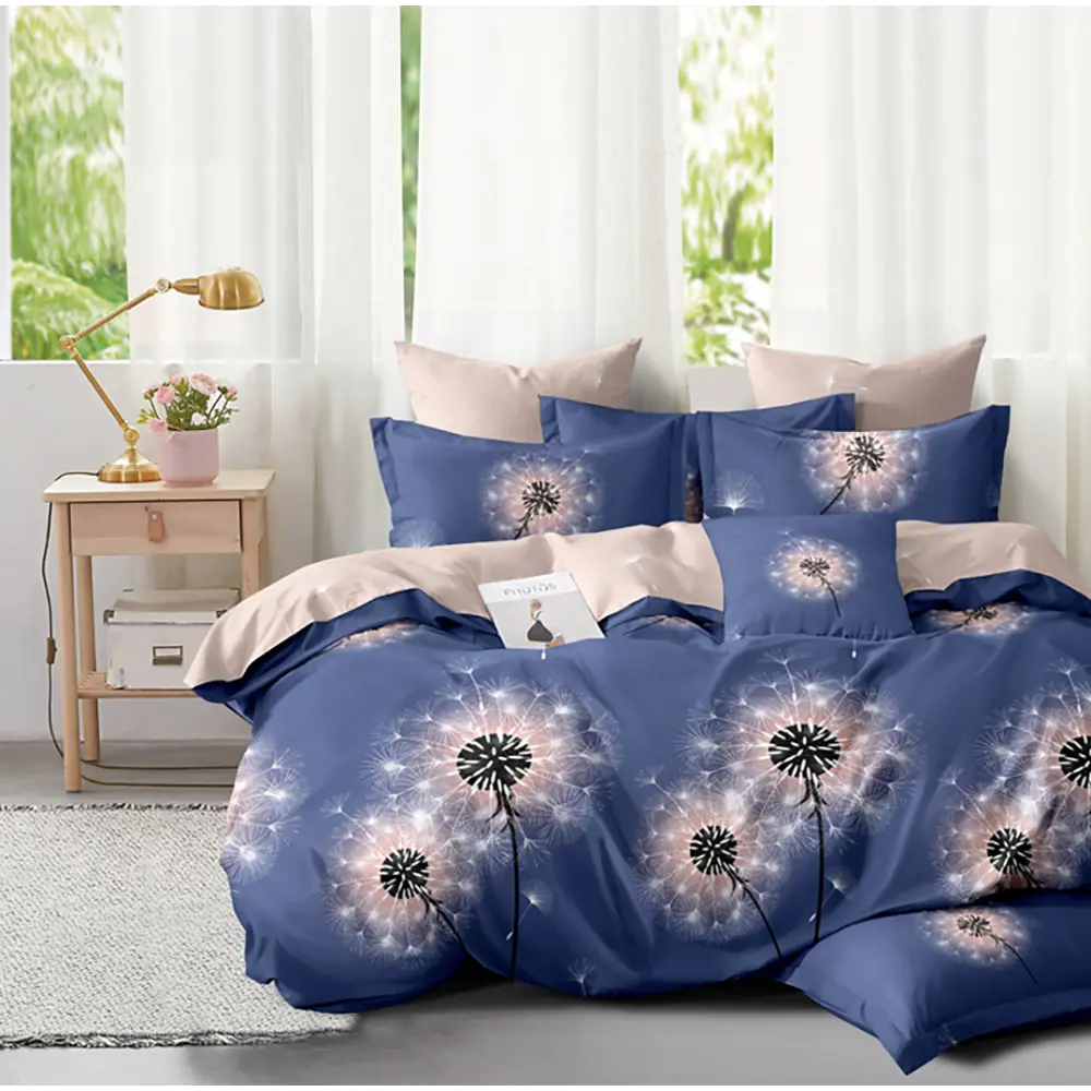 Фото Комплект постельного белья Home Mercury Одуванчики 6 28792, двуспальный, поплин, цвет синий