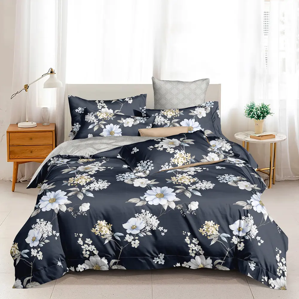 Фото Комплект постельного белья Home Mercury Жасмин 29198, полутораспальный, поплин, цвет черный Фото Комплект постельного белья Home Mercury Жасмин 29198, полутораспальный, поплин, цвет черный