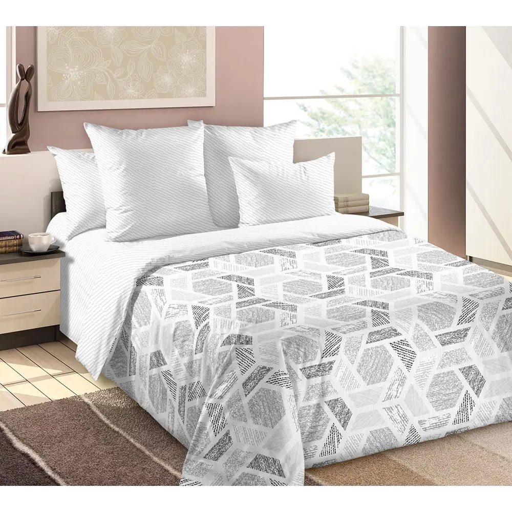 Фото Комплект постельного белья Home Mercury Мозаика 2 29367, двуспальный, перкаль, цвет бежевый