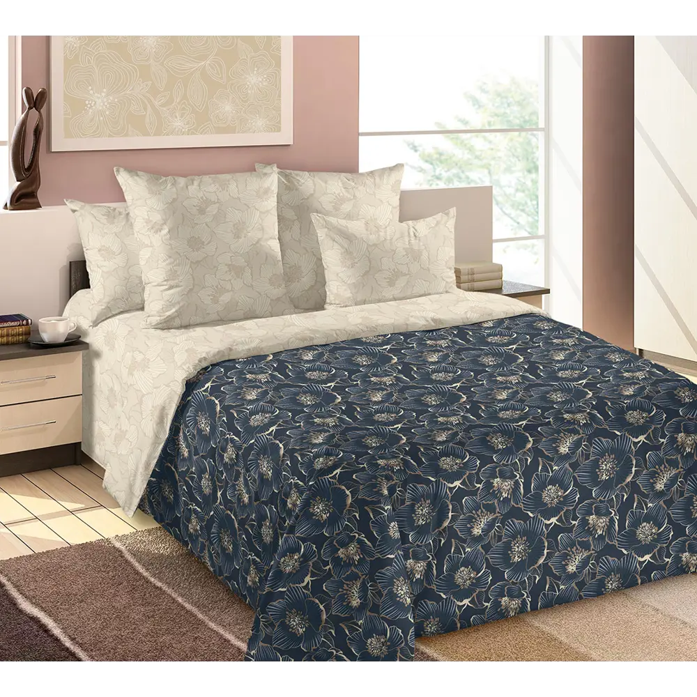 Фото Комплект постельного белья Home Mercury Миннесота 29529, двуспальный, перкаль, цвет синий Фото Комплект постельного белья Home Mercury Миннесота 29529, двуспальный, перкаль, цвет синий