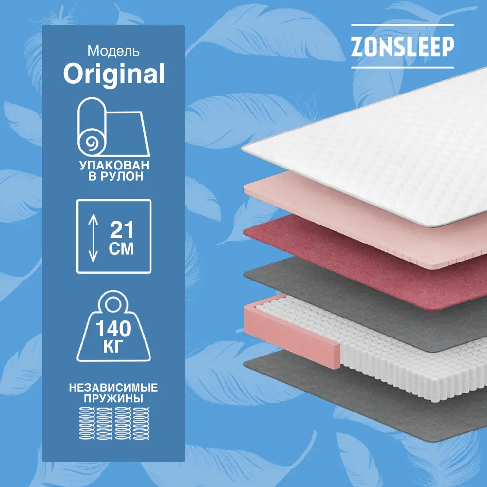Фото 3 Матрас ZonSleep Classic 120x200 см независимый пружинный блок, полутораспальный Фото 3 Матрас ZonSleep Classic 120x200 см независимый пружинный блок, полутораспальный