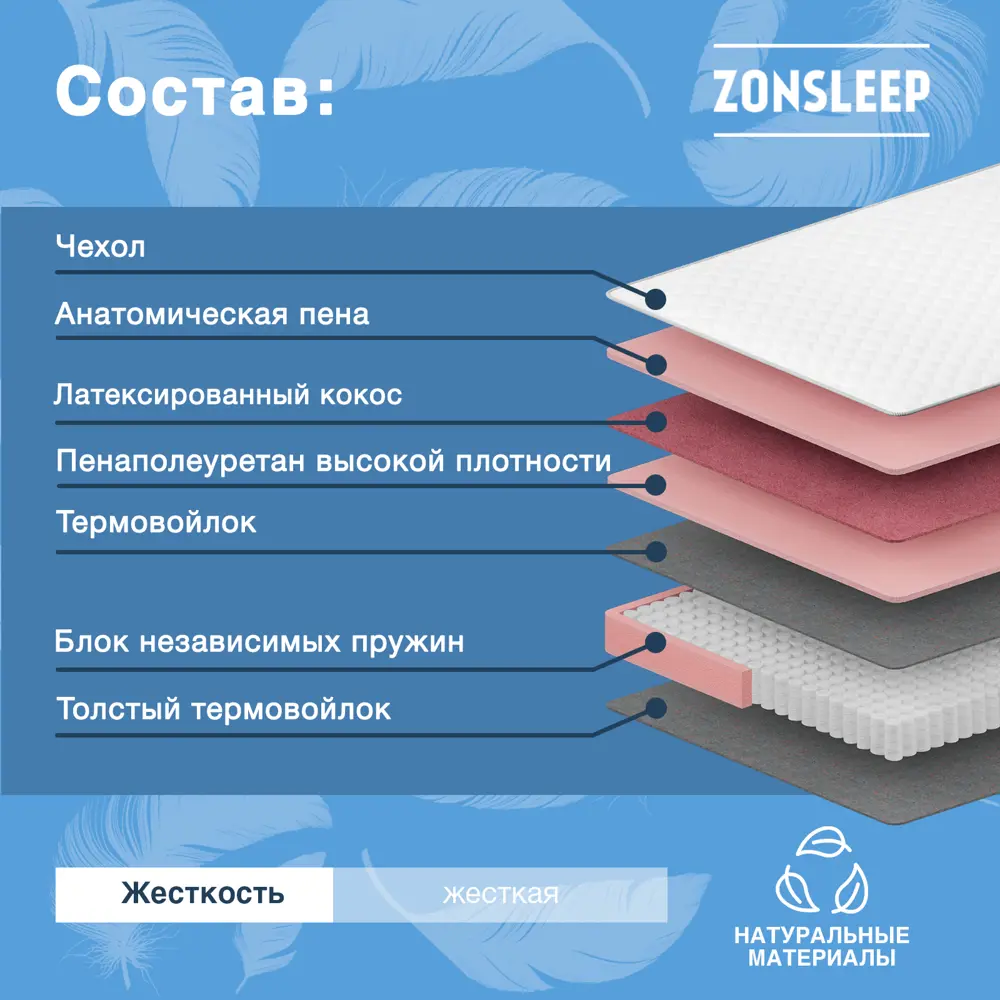 Фото 2 Матрас ZonSleep Ultra 90x190 см независимый пружинный блок, односпальный Фото 2 Матрас ZonSleep Ultra 90x190 см независимый пружинный блок, односпальный