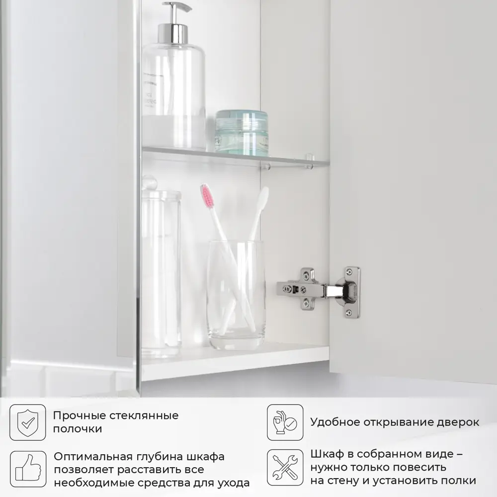 Фото 7 Зеркальный шкаф Итана White 75 750x146x700 Белый