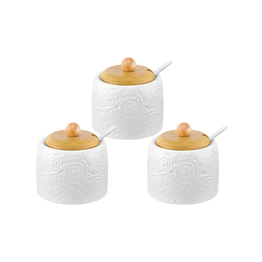 Фото Банка для хранения 250 мл 8.5x8.5x9 см Elan Gallery Розы с ложкой с деревянной крышкой 3 штуки Фото Банка для хранения 250 мл 8.5x8.5x9 см Elan Gallery Розы с ложкой с деревянной крышкой 3 штуки