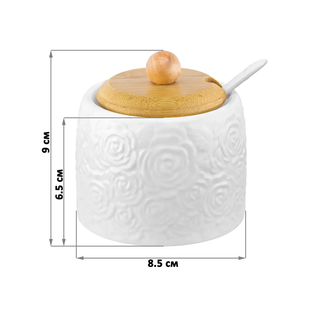 Фото 2 Банка для хранения 250 мл 8.5x8.5x9 см Elan Gallery Розы с ложкой с деревянной крышкой 3 штуки Фото 2 Банка для хранения 250 мл 8.5x8.5x9 см Elan Gallery Розы с ложкой с деревянной крышкой 3 штуки