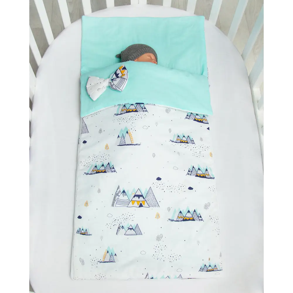 Фото 2 Спальный мешок детский Amarobaby Magic Sleep Горы белый/мята (перкаль) Фото 2 Спальный мешок детский Amarobaby Magic Sleep Горы белый/мята (перкаль)