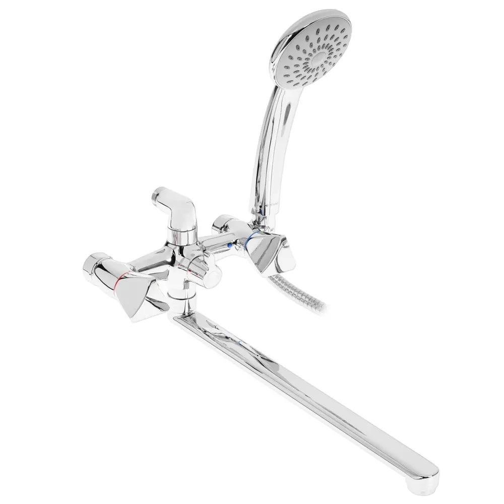 Фото Смеситель для ванны и душа с длинным изливом Gross Aqua Trio. 7016029С-35L(F)