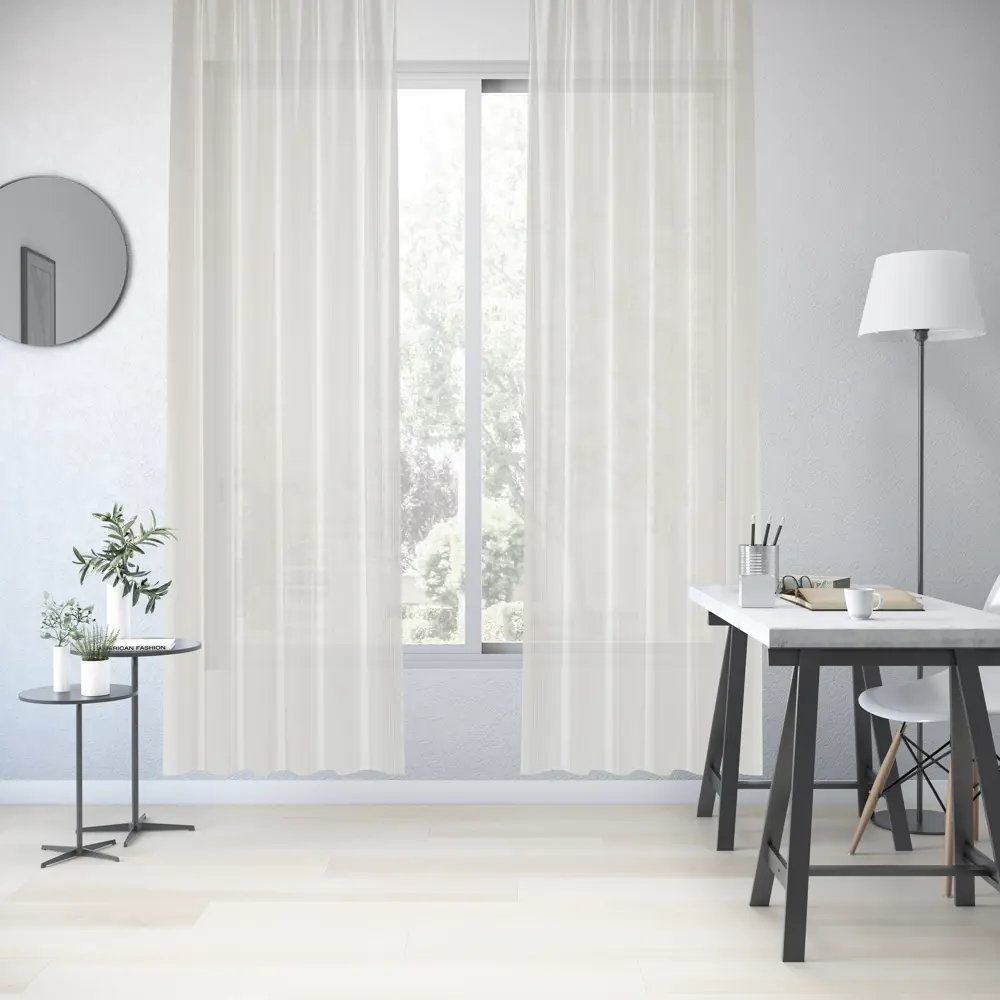 Фото 6 Тюль на ленте Inspire Santiago 250x280 см цвет белый Фото 6 Тюль на ленте Inspire Santiago 250x280 см цвет белый
