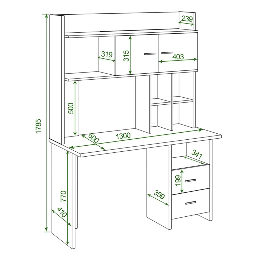 Фото 3 Компьютерный стол Мэрдэс СКЛ-Прям130+НКЛХ-130 КБЕ 130x179x60 см ЛДСП цвет светло-бежевый