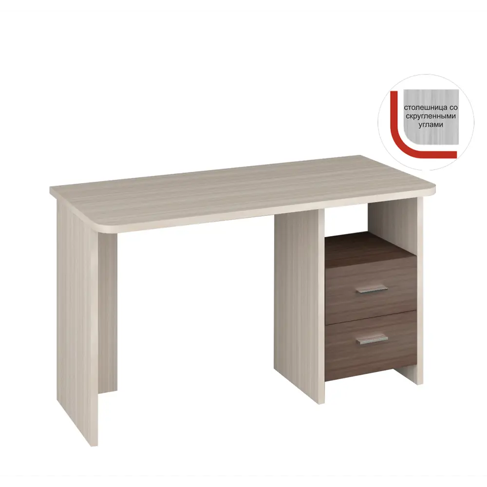 Фото 2 Компьютерный стол Мэрдэс СКЛ-Прям130Р КШ-Ч 130x77x60 см ЛДСП цвет светло-бежевый