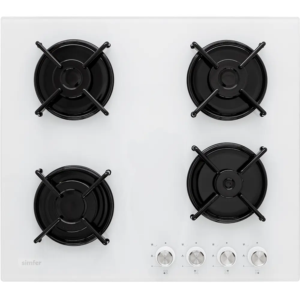 Фото 2 Газовая варочная панель Simfer H60N40W570 60 см 4 конфорки цвет белый Фото 2 Газовая варочная панель Simfer H60N40W570 60 см 4 конфорки цвет белый