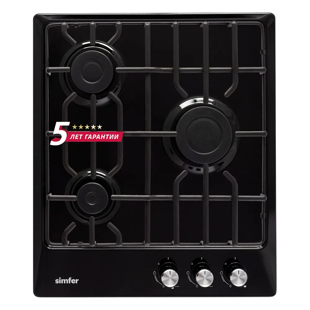 Фото Газовая варочная панель Simfer H45V35B571 45 см 3 конфорки цвет черный Фото Газовая варочная панель Simfer H45V35B571 45 см 3 конфорки цвет черный