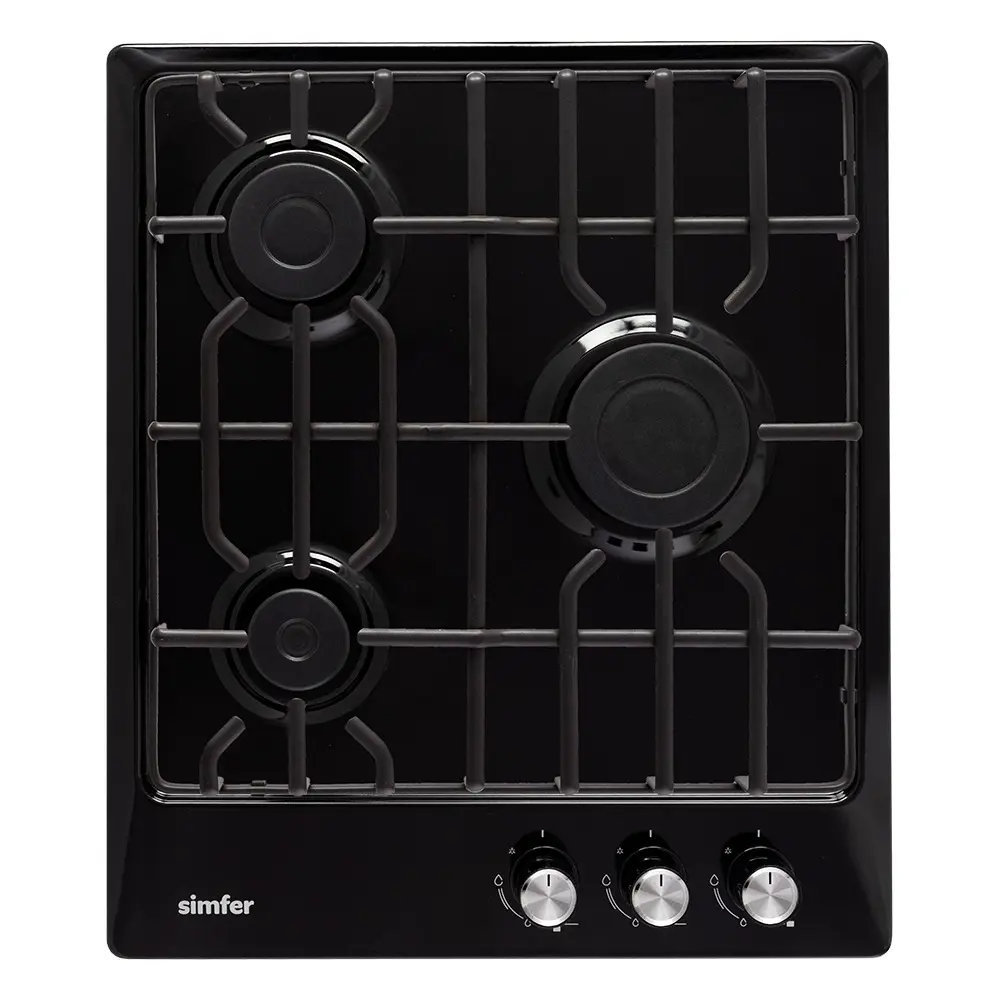 Фото 2 Газовая варочная панель Simfer H45V35B571 45 см 3 конфорки цвет черный Фото 2 Газовая варочная панель Simfer H45V35B571 45 см 3 конфорки цвет черный
