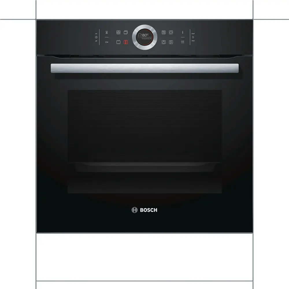 Фото 2 Электрический встраиваемый духовой шкаф Bosch Serie 8 HBG675BB1 59.4x59.5x54.8 см цвет черный Фото 2 Электрический встраиваемый духовой шкаф Bosch Serie 8 HBG675BB1 59.4x59.5x54.8 см цвет черный
