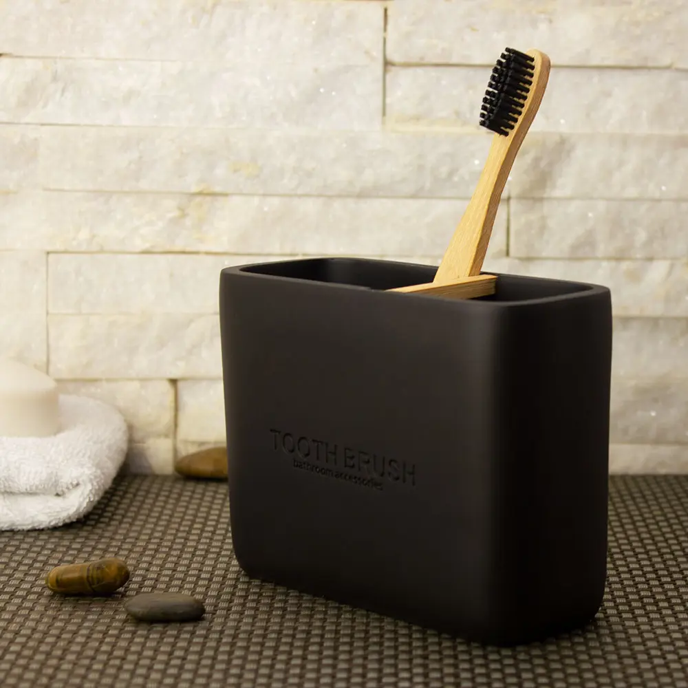 Фото Стакан для зубных щеток SIBO SI37117 полирезина цвет черный Фото Стакан для зубных щеток SIBO SI37117 полирезина цвет черный