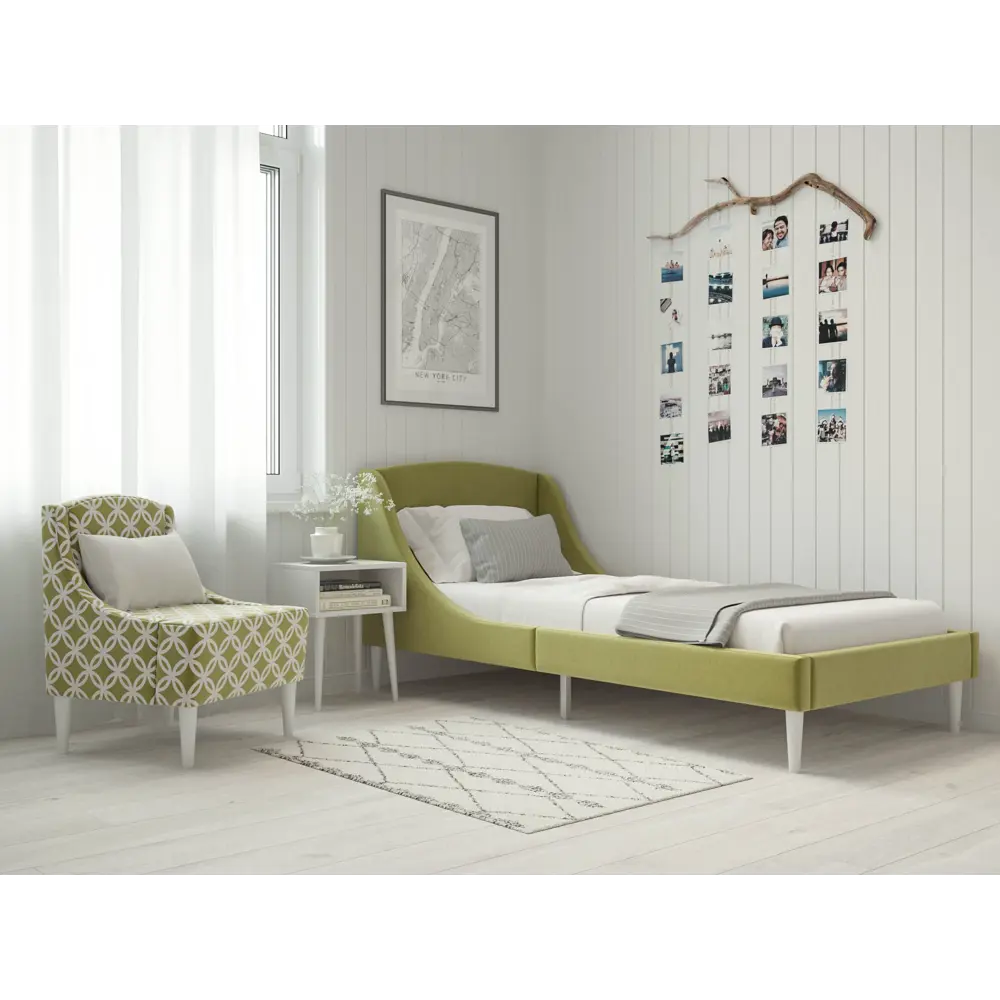 Фото 5 Кровать Monofix Лотти 90x200 см ткань цвет оливковый Фото 5 Кровать Monofix Лотти 90x200 см ткань цвет оливковый