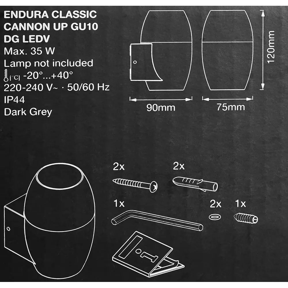Фото 8 Светильник уличный настенный Ledvance Endura Classic Cannon Up 35 Вт IP44 цвет серый Фото 8 Светильник уличный настенный Ledvance Endura Classic Cannon Up 35 Вт IP44 цвет серый