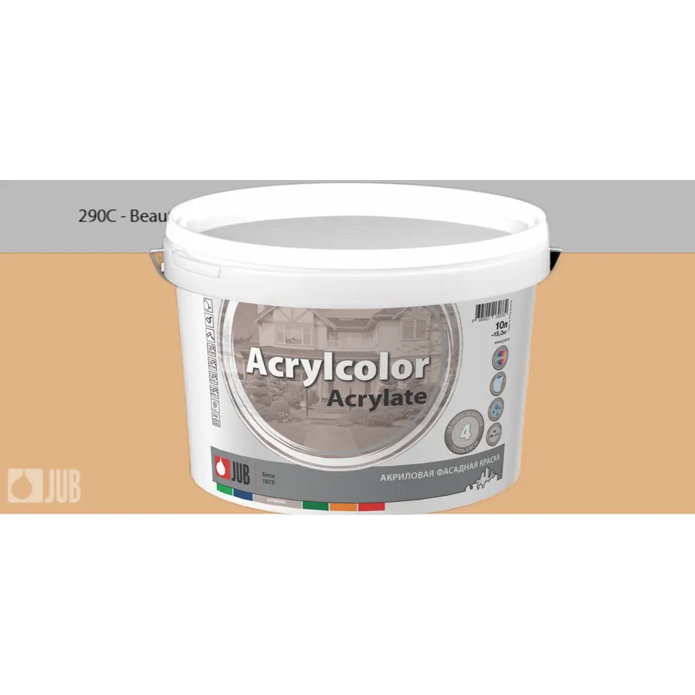 Фото Краска фасадная Jub Acrilcolor 1009800-290c цвет бежевый матовый база B 5 л