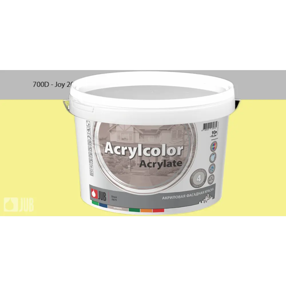 Фото Краска фасадная Jub Acrilcolor 1009800-700d цвет желтый матовый база B 5 л