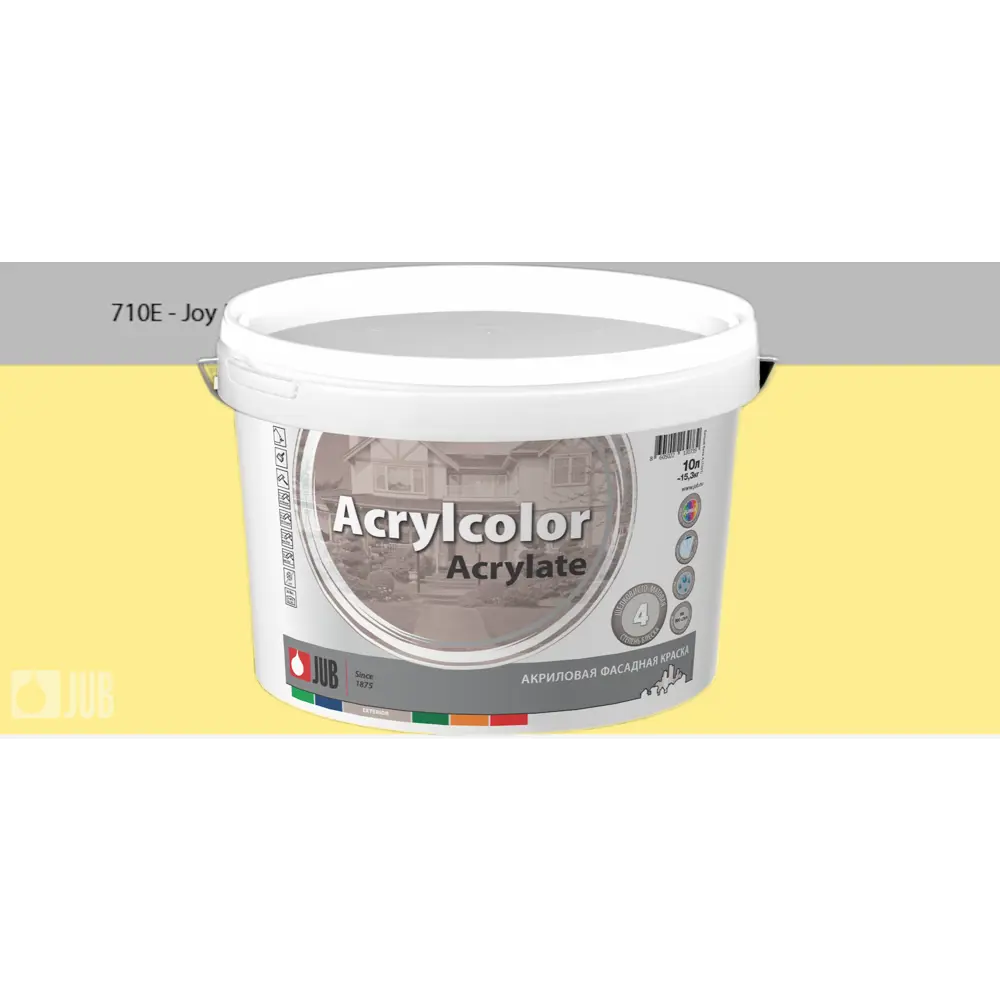 Фото Краска фасадная Jub Acrilcolor 1009799-710e цвет желтый матовый база A 5 л Фото Краска фасадная Jub Acrilcolor 1009799-710e цвет желтый матовый база A 5 л