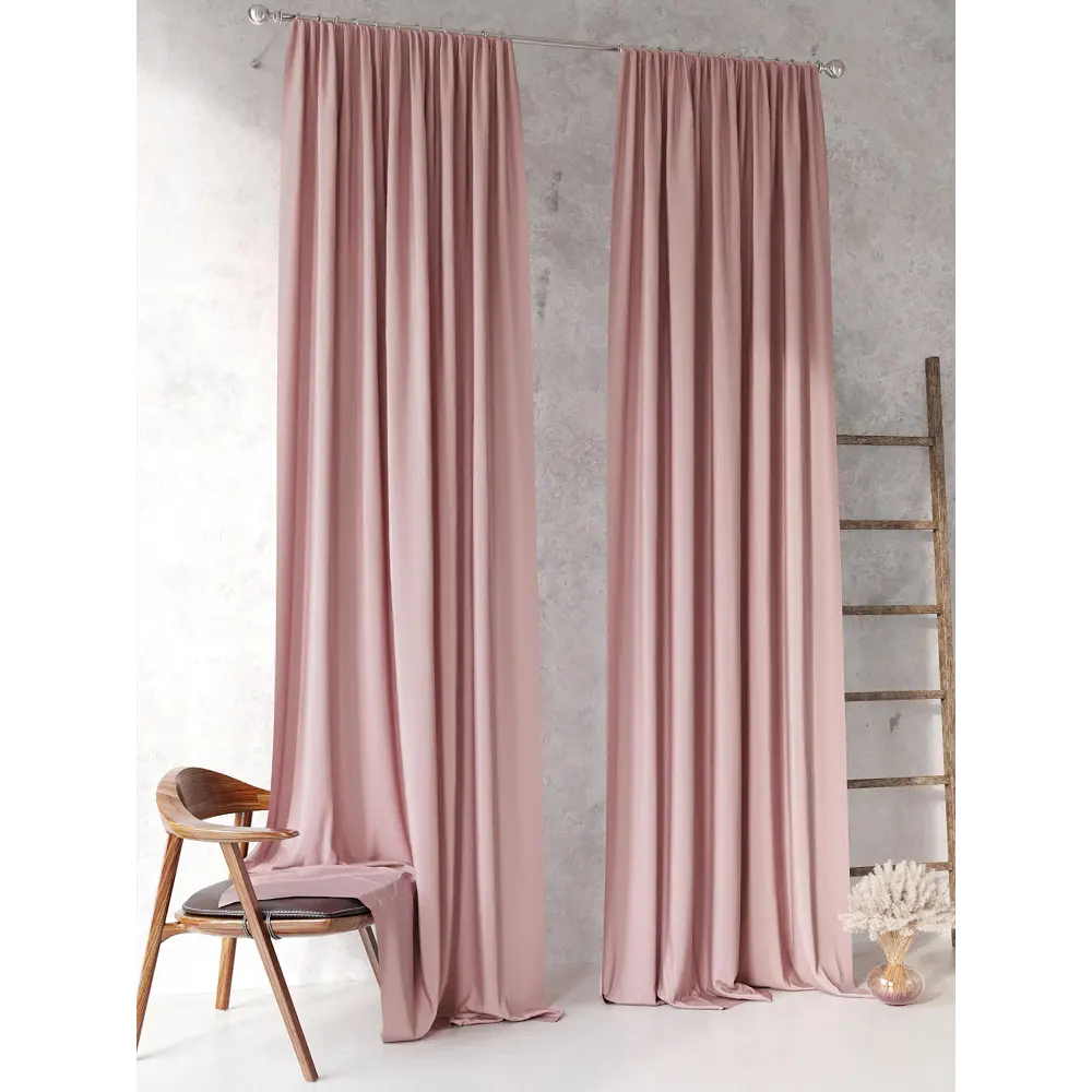 Фото 10 Комплект штор на шторной ленте AT Home Блэки 150x260 см цвет розовый Фото 10 Комплект штор на шторной ленте AT Home Блэки 150x260 см цвет розовый