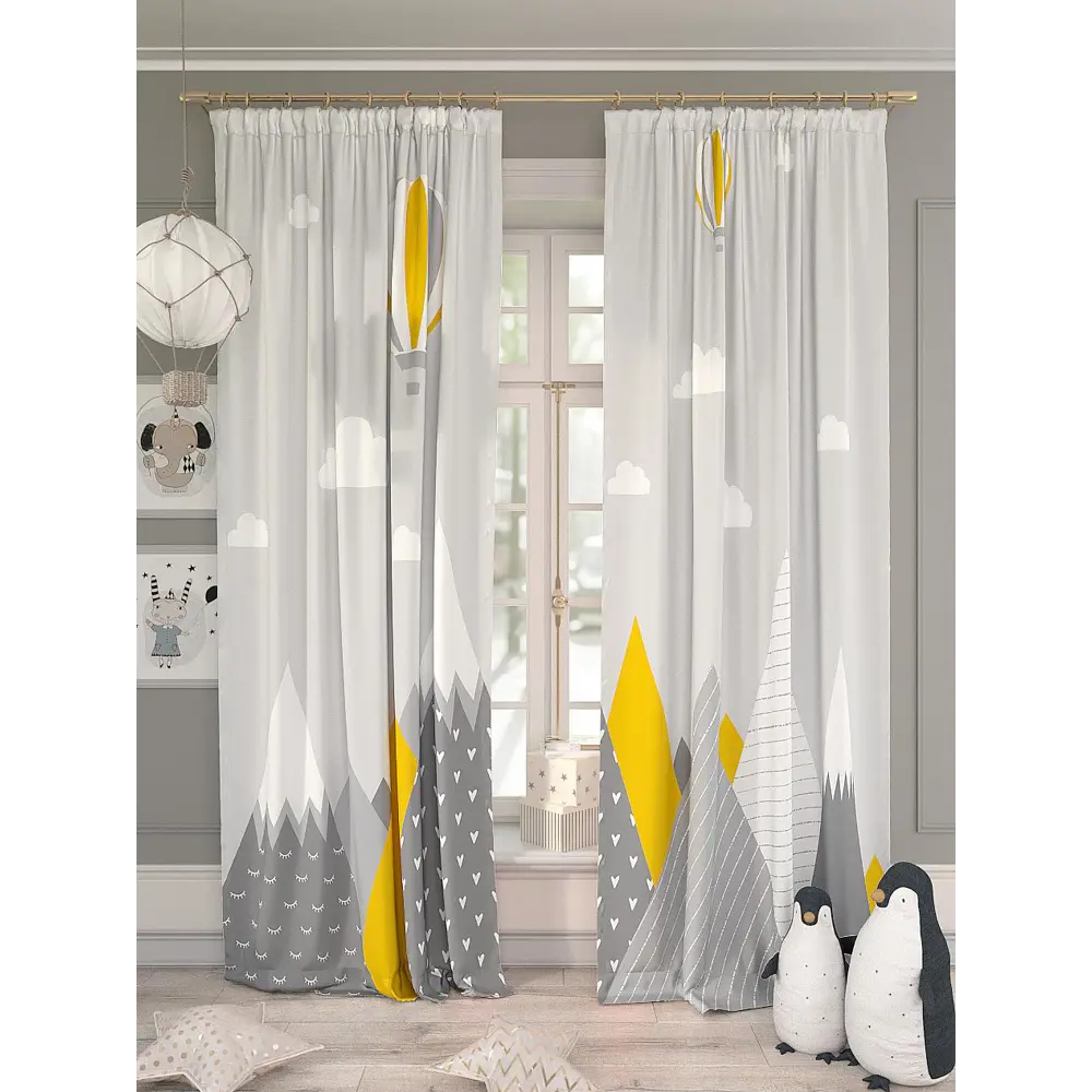 Фото Комплект штор на шторной ленте AT Home Гилорис 150x260 см цвет желтый