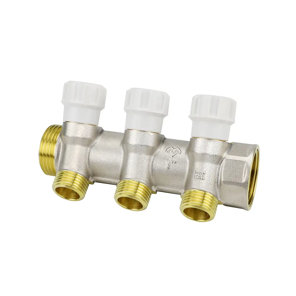 Фото Коллектор Varmega VM14733 на 3 выхода 1"x3/4" латунь Фото Коллектор Varmega VM14733 на 3 выхода 1"x3/4" латунь