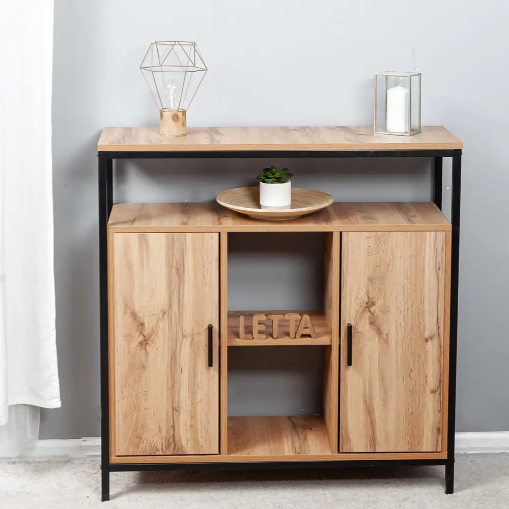 Фото 3 Комод Letta Frame 90x30x92 см ЛДСП цвет черный/дуб вотан Фото 3 Комод Letta Frame 90x30x92 см ЛДСП цвет черный/дуб вотан