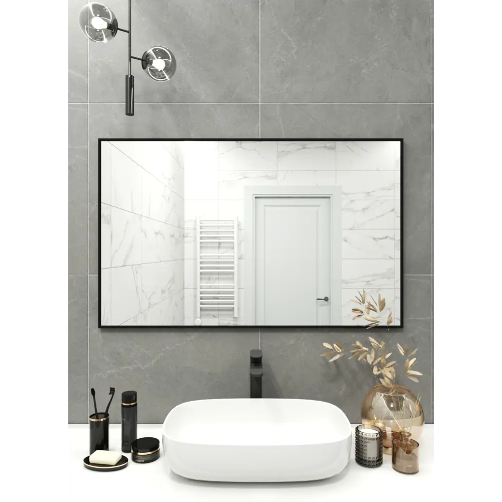 Фото 3 Зеркало интерьерное в алюминиевой раме настенное ONE Mirror 100x70 см черное Фото 3 Зеркало интерьерное в алюминиевой раме настенное ONE Mirror 100x70 см черное